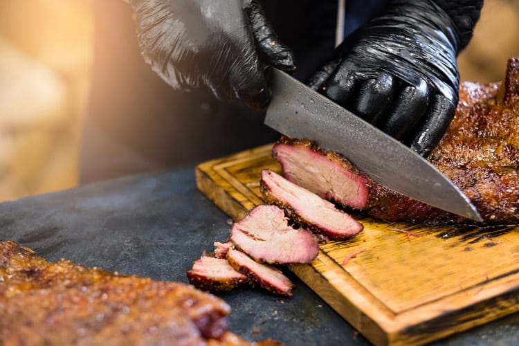 Slice Smoked Beef Brisket